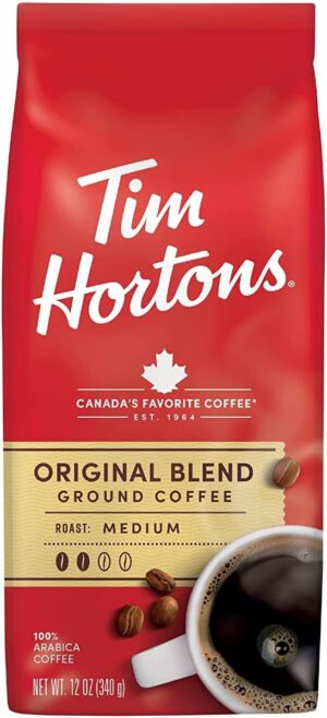 Tim Hortons Original Blend, Medium Roast Ground Coffee, Made with 100% Arabica Beans, 12 Ounce Bag 340g