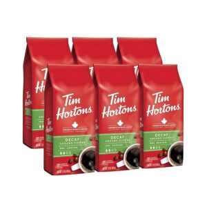 Tim Hortons Decaf Blend Medium Roast Ground Coffee 6 x 12oz Bags