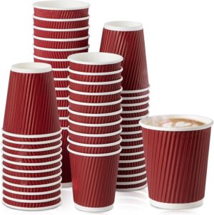 Fit Meal Prep 50 Pack 8 oz Red Disposable Coffee Cups,  (No Lids)
