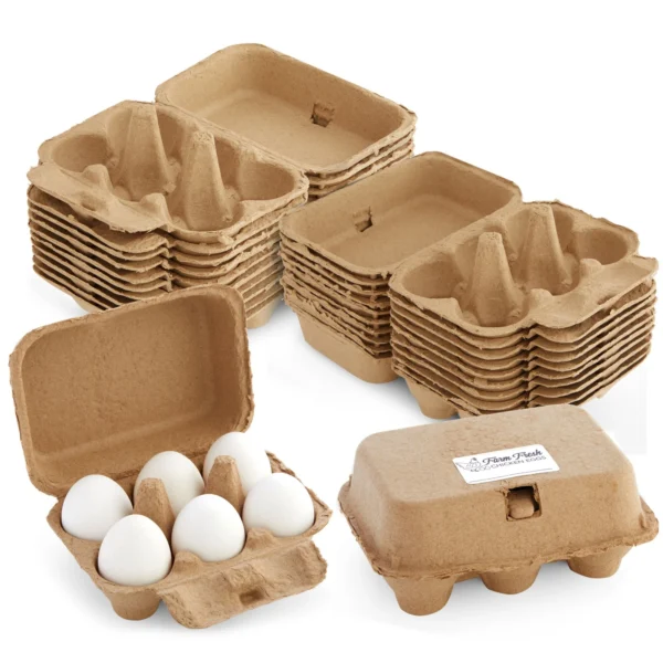 20-Pack Half Dozen Egg Cartons with 25 Farm Fresh Egg Labels